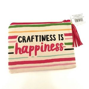 NWT Craftiness Is Happiness Pouch (Striped with Tassel)